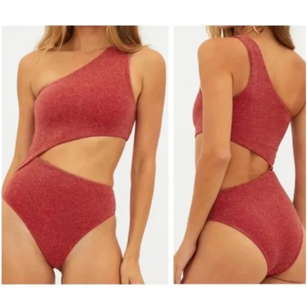 Beach Riot Red One-Shoulder One Piece - Picture 4 of 7